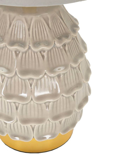 Lampe de chevet en céramique grise avec abat-jour en tissu – Pigmy Collection