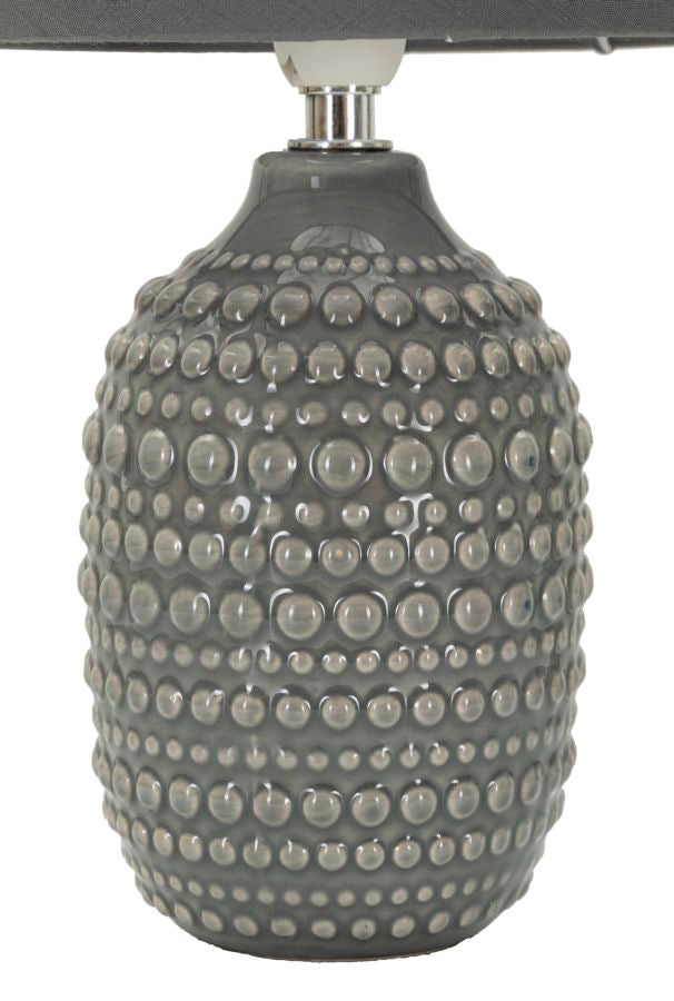 Lampe de chevet en céramique grise avec abat-jour en tissu – Points Modern Design