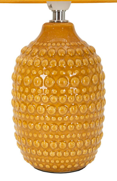 Lampe de chevet en céramique moutarde avec abat-jour en tissu – Points Collection