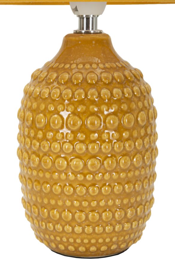 Lampe de chevet en céramique moutarde avec abat-jour en tissu – Points Collection