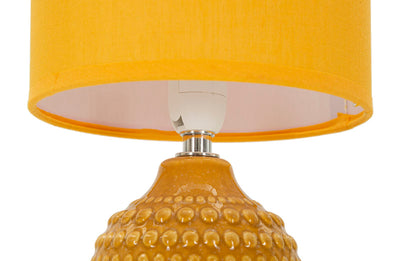 Lampe de chevet en céramique moutarde avec abat-jour en tissu – Points Collection