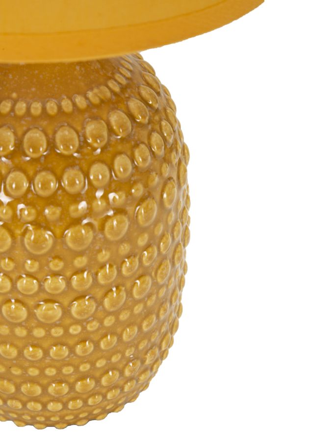 Lampe de chevet en céramique moutarde avec abat-jour en tissu – Points Collection