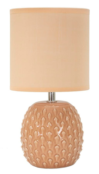 Lampe de chevet en céramique couleur pêche avec abat-jour en tissu – Pontus Contemporary
