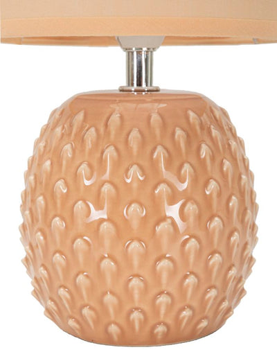 Lampe de chevet en céramique couleur pêche avec abat-jour en tissu – Pontus Contemporary