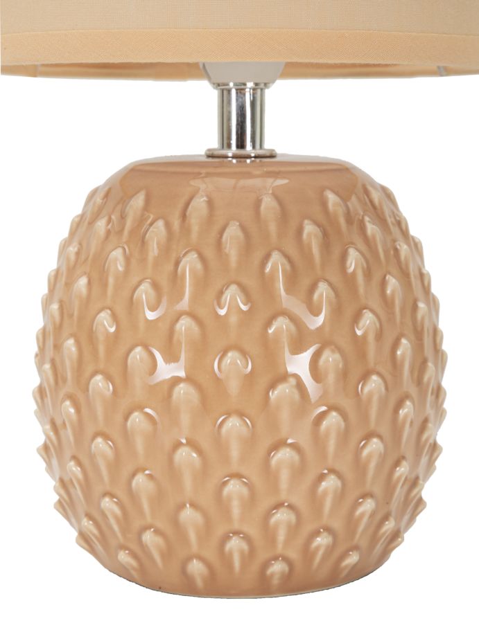 Lampe de chevet en céramique couleur pêche avec abat-jour en tissu – Pontus Contemporary