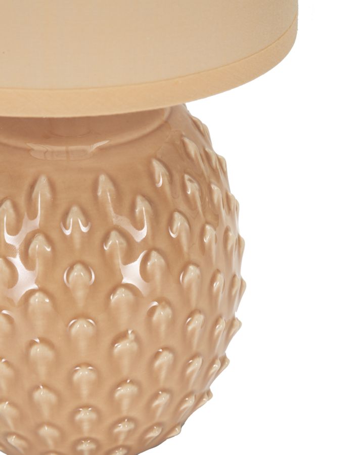 Lampe de chevet en céramique couleur pêche avec abat-jour en tissu – Pontus Contemporary