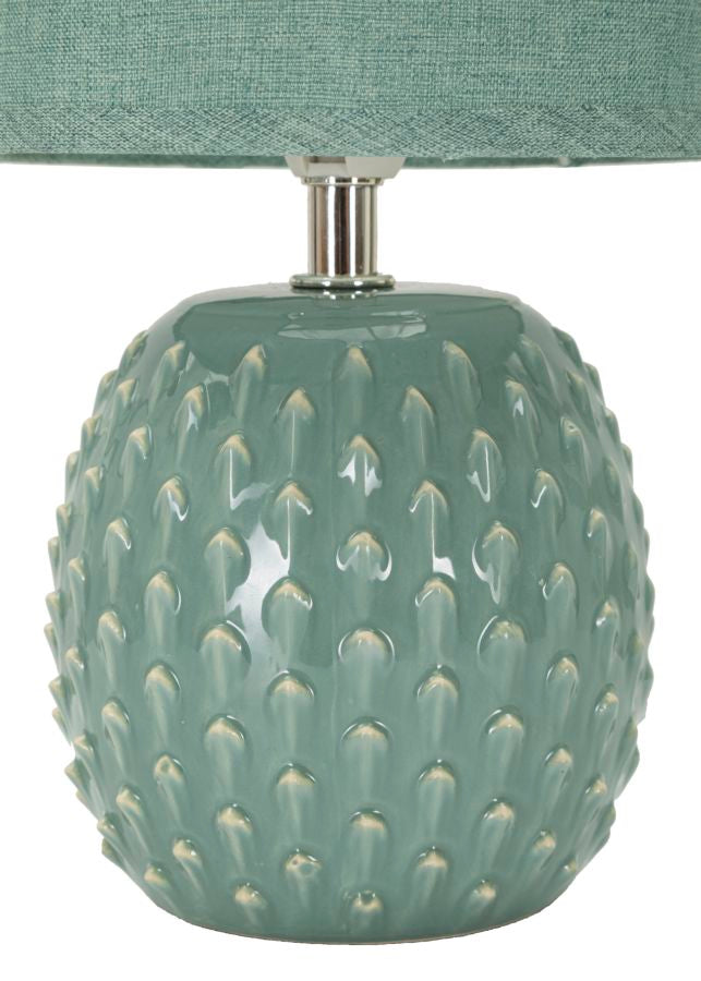 Lampe de chevet en céramique turquoise avec abat-jour en tissu – Pontus Collection