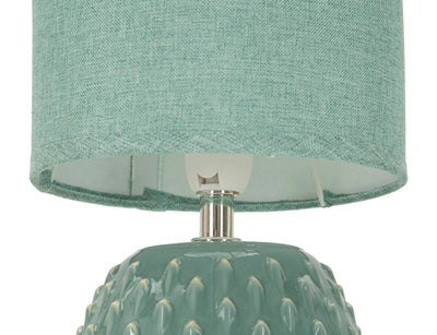 Lampe de chevet en céramique turquoise avec abat-jour en tissu – Pontus Collection