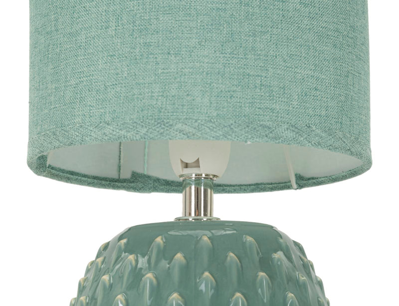 Lampe de chevet en céramique turquoise avec abat-jour en tissu – Pontus Collection