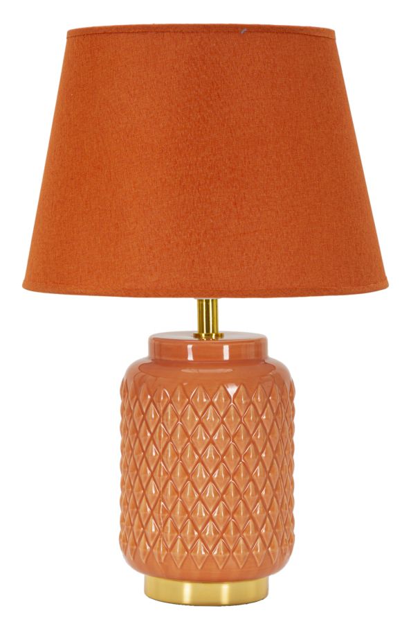 Lampe de table en céramique orange avec abat-jour en tissu – Square Modern Design