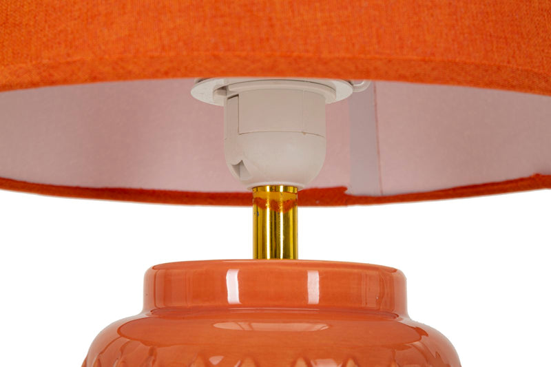 Lampe de table en céramique orange avec abat-jour en tissu – Square Modern Design