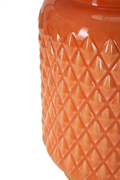 Lampe de table en céramique orange avec abat-jour en tissu – Square Modern Design