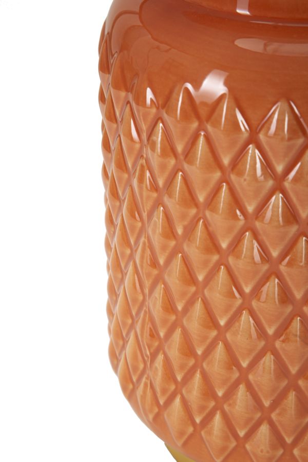 Lampe de table en céramique orange avec abat-jour en tissu – Square Modern Design