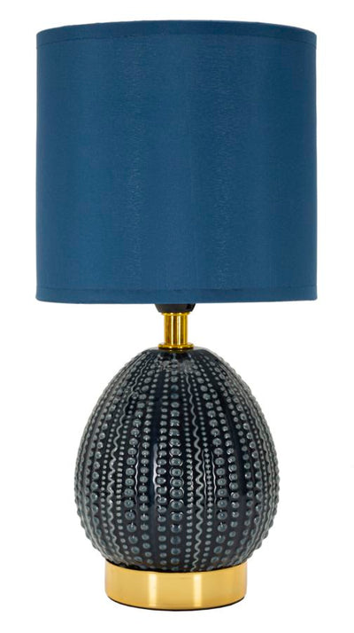 Lampe de chevet en céramique bleue avec abat-jour en tissu – Flavi Modern Accent