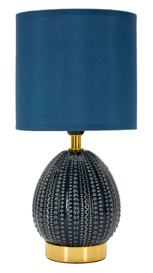 Lampe de chevet en céramique bleue avec abat-jour en tissu – Flavi Modern Accent