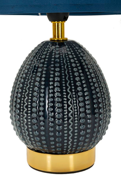 Lampe de chevet en céramique bleue avec abat-jour en tissu – Flavi Modern Accent