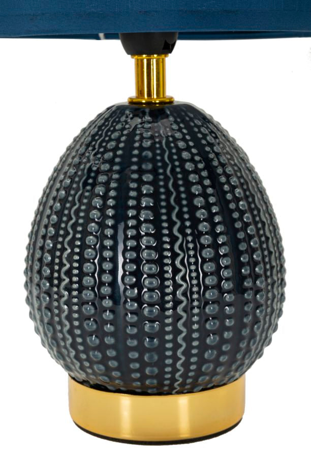 Lampe de chevet en céramique bleue avec abat-jour en tissu – Flavi Modern Accent