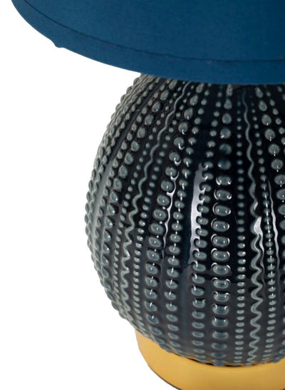 Lampe de chevet en céramique bleue avec abat-jour en tissu – Flavi Modern Accent