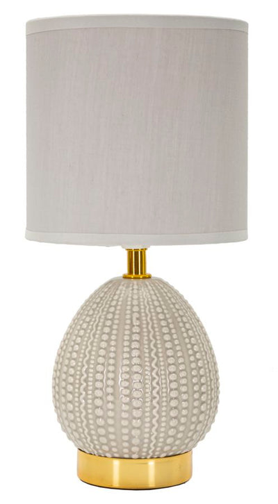 Lampe de chevet en céramique grise avec abat-jour en tissu – Flavi Collection