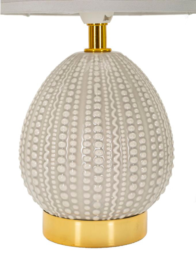 Lampe de chevet en céramique grise avec abat-jour en tissu – Flavi Collection