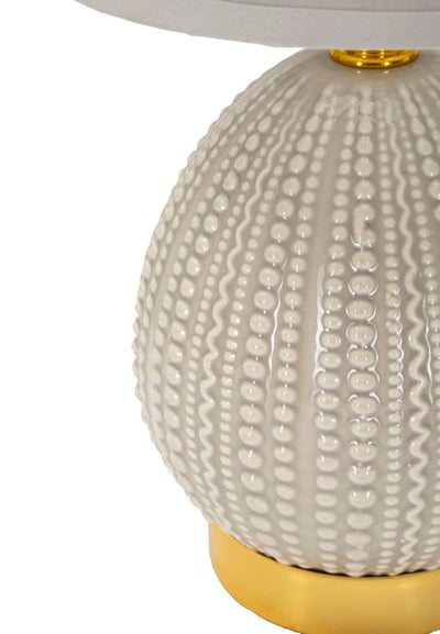 Lampe de chevet en céramique grise avec abat-jour en tissu – Flavi Collection