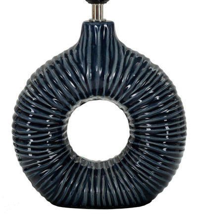 Lampe de table en céramique bleue avec abat-jour en tissu – Style moderne Seta