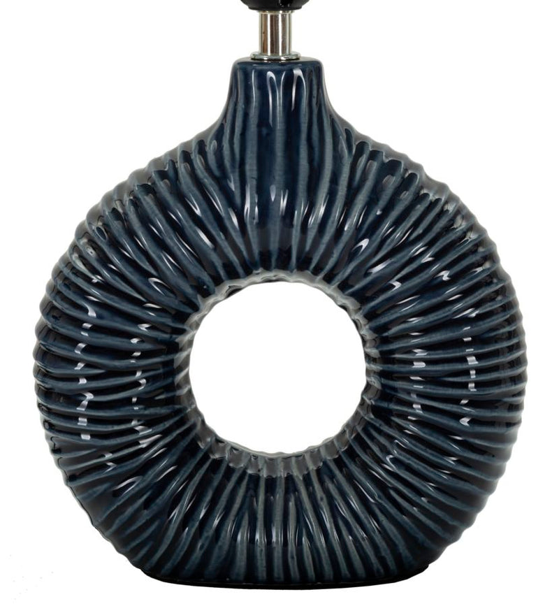 Lampe de table en céramique bleue avec abat-jour en tissu – Style moderne Seta