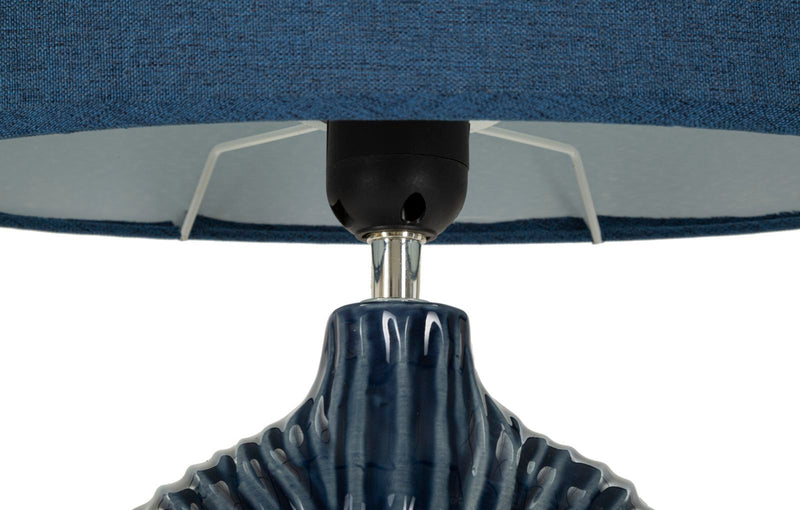 Lampe de table en céramique bleue avec abat-jour en tissu – Style moderne Seta