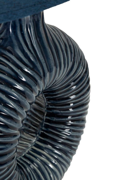 Lampe de table en céramique bleue avec abat-jour en tissu – Style moderne Seta