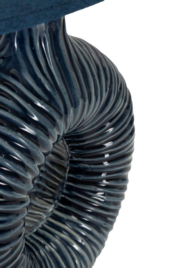 Lampe de table en céramique bleue avec abat-jour en tissu – Style moderne Seta