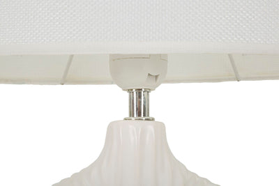 Lampe de table en céramique blanche avec abat-jour en tissu – Seta Modern Accent