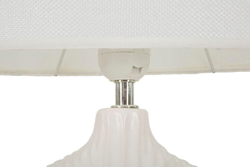 Lampe de table en céramique blanche avec abat-jour en tissu – Seta Modern Accent