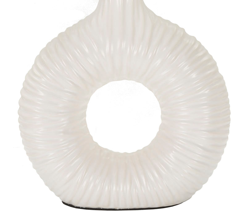 Lampe de table en céramique blanche avec abat-jour en tissu – Seta Modern Accent