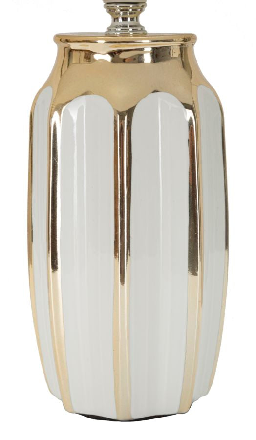 Lampe de table en céramique blanche avec abat-jour en tissu – Cassy Modern Accent