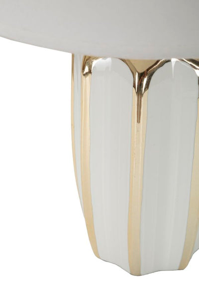 Lampe de table en céramique blanche avec abat-jour en tissu – Cassy Modern Accent