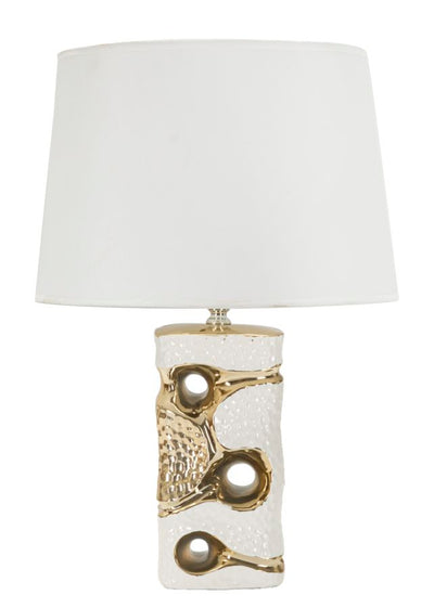 Lampe de table blanche et dorée avec abat-jour en tissu – Collection Florida