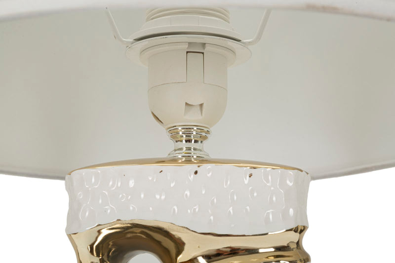 Lampe de table blanche et dorée avec abat-jour en tissu – Collection Florida