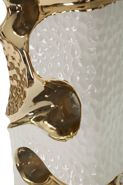 Lampe de table blanche et dorée avec abat-jour en tissu – Collection Florida