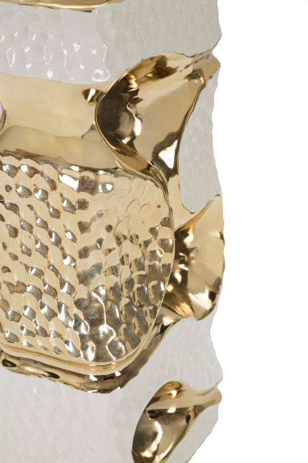 Lampe de table blanche et dorée avec abat-jour en tissu – Collection Florida