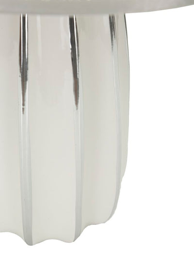 Lampe de table en céramique blanche avec abat-jour en tissu – Emmi Modern Design