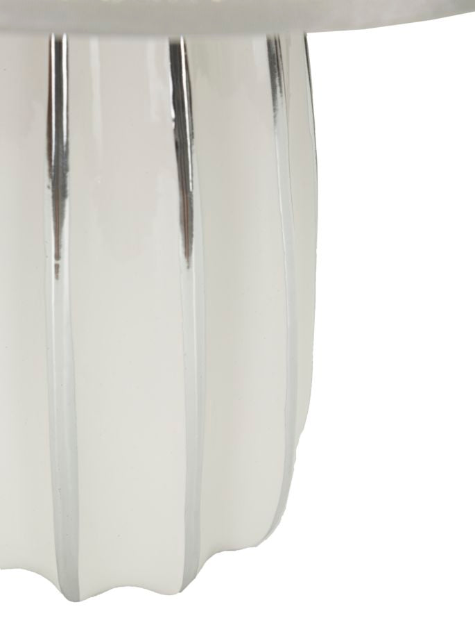 Lampe de table en céramique blanche avec abat-jour en tissu – Emmi Modern Design