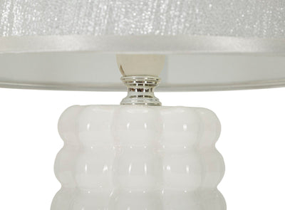 Lampe de table en céramique blanche avec abat-jour en tissu – Lace Contemporary
