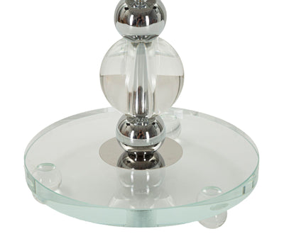 Lampe de table en tissu gris avec pied décoratif – Collection Tolly