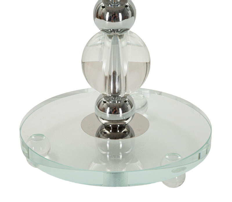 Lampe de table en tissu gris avec pied décoratif – Collection Tolly