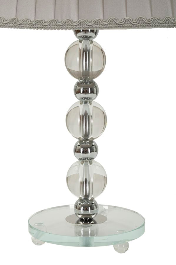 Lampe de table en tissu gris avec pied décoratif – Collection Tolly