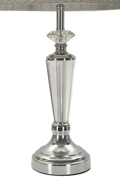 Lampe de table argentée avec abat-jour en tissu gris – Slivery Collection