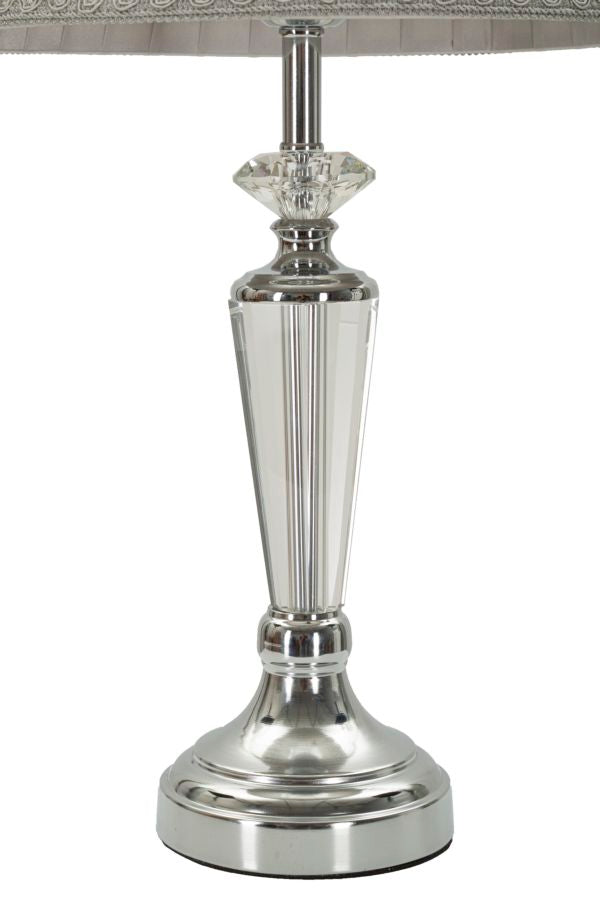 Lampe de table argentée avec abat-jour en tissu gris – Slivery Collection