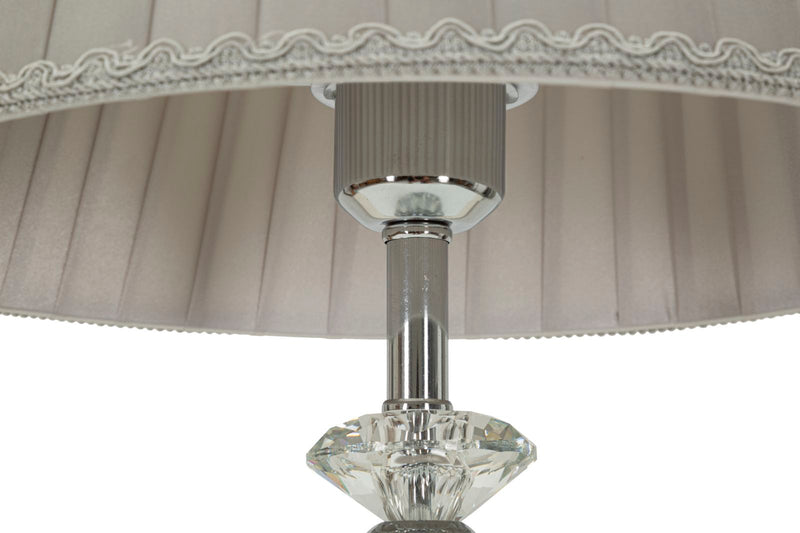 Lampe de table argentée avec abat-jour en tissu gris – Slivery Collection