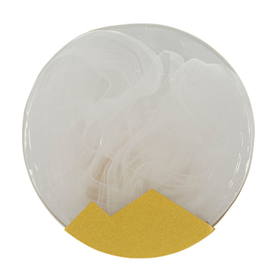 Applique murale blanche et dorée avec motif rond – Moon Contemporary
