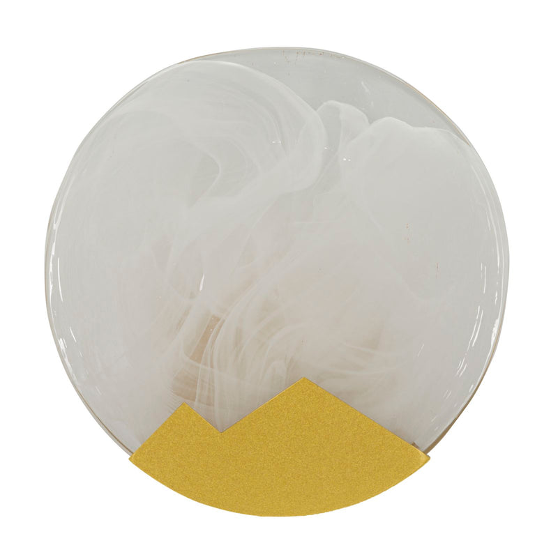 Applique murale blanche et dorée avec motif rond – Moon Contemporary